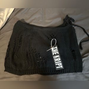 the kript distressed knitted mini skirt